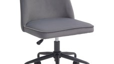 HOMCOM Scaun pentru Birou, Scaun din Catifea, Scaun Reglabil pe Înălțime cu Roți Pivotante și Spătar Central, 52x52x80-88 cm, Gri | Aosom Romania