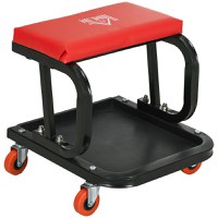 HOMCOM Scaun pentru Scule, Scaun Mecanic Rulant Căptușit, Tavă pentru Scule pentru Garaj, Atelier, Reparații Auto, 38x35x37 cm, Negru | Aosom Romania - 1