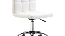 HomCom scaun rotativ din piele sintetica, 46x51x76-88cm, alb | Aosom RO