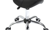 HOMCOM Scaun tip sa rotativ, reglabil pe inaltime, cu roti, pentru saloane si tatuatori, 52 x 53 x 49-61 cm, negru