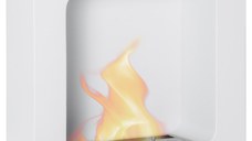 HOMCOM Semineu cu bioetanol de perete , incalzitor din metal, ardere de 2,5 ore, cu rezervor de 1 l, alb | AOSOM RO