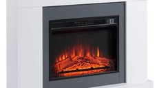 HOMCOM Semineu electric de perete, 2000 W, efect de flacara, incalzire pentru 37 m2, timer de 7 zile, alb