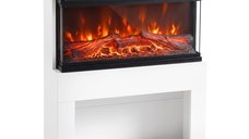 HOMCOM semineu electric de perete, efect 3D al flacarilor, 64 cm, alb