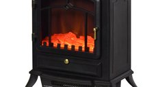 HOMCOM semineu electric de podea cu efect de flacara, 42 x 28 x 55 cm, negru
