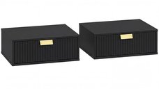 HOMCOM Set 2 Noptiere Suspendate cu Sertar, 40 x 30 x 15 cm, Negru | Aosom Romania