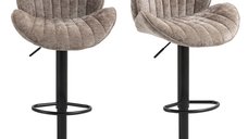 HOMCOM Set 2 scaune bar cu design cochilie, spatar reglabil si suport pentru picioare, cadru din otel, culoare maro | Aosom Romania