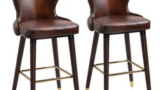 HomCom, set 2 scaune bar, stil industrial, 52x53x101cm, maro | Aosom Ro
