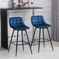 Homcom set 2 scaune bar, stil nordic, 45x47x88cm catifea | Aosom Ro - 1