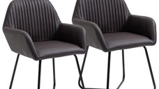 HomCom set 2 scaune cadru metalic X, 60x56.5x85cm, maro | AOSOM RO