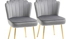 HomCom set 2 scaune capitonate, 57x58x88cm, gri | AOSOM RO