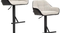 HOMCOM Set 2 Scaune de Bar cu Spătar, Tetiară și Brațe și Bază Antiderapantă, 52,5x53x86,5-108 cm, Gri Deschis | Aosom Romania