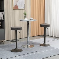 HOMCOM Set 2 scaune de bar cu suport pentru picioare, scaune de bucatarie pivotante cu inaltime reglabila, 35x36x64-85cm, gri - 1