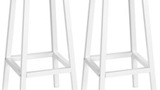 HOMCOM Set 2 scaune de bar, de bucatarie cu suport pentru picioare, alb natural