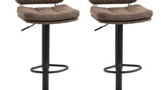 HOMCOM Set 2 Scaune de Bar Pivotante cu Inaltime Reglabilă, din Imitatie de Piele Maro si Tapitate, 41,5x45x85-107cm, Negru