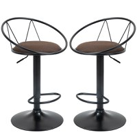 HOMCOM Set 2 scaune de bar, Pivotante, Suport pentru picioare, Inaltime reglabila, 51x46x78-100cm, Maro - 1