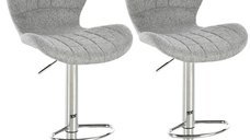 HOMCOM Set 2 Scaune de Bar Rotative cu Înălțime Reglabilă, Tetieră pentru Picioare și Spătar, 47x51,5x111,5 cm, Gri | Aosom Romania