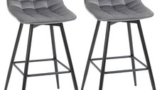 HomCom set 2 scaune de bar, stil nordic, 45x47x88 cm, gri | AOSOM RO