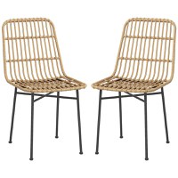 HOMCOM Set 2 Scaune pentru Bucătărie și Living Stil Boho, Scaune Moderne din PE Ratan și Oțel, 45x57x83 cm, Galben - 1