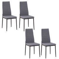 HomCom set 4 scaune, cadru metal cu tapiterie, scaune de bucatarie, scaune sufragerie 41x50x97cm | AOSOM RO - 1