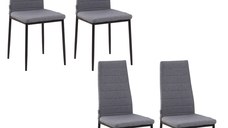HomCom set 4 scaune, cadru metal cu tapiterie, scaune de bucatarie, scaune sufragerie 41x50x97cm | AOSOM RO
