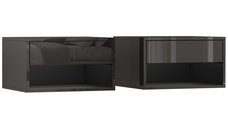 HOMCOM Set de 2 noptiere suspendate cu sertar, 37 x 32 x 21 cm, negru lucios