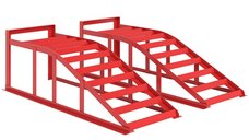 HOMCOM set de 2 rampe auto din otel antiderapante, rosii, pentru intretinerea si repararea vehiculelor