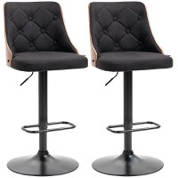 HOMCOM Set de 2 scaune de bar cu inaltime reglabila, scaune de bar pivotante cu inaltime reglabila, cu suport pentru picioare, negru | AOSOM RO - 1