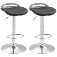 HOMCOM Set de 2 scaune de bar cu inaltime reglabila, scaune de bucatarie inalte pivotante cu suport pentru picioare, negru | AOSOM RO - 1