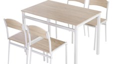 HOMCOM Set de Masa cu 4 Scaune din Metal si MFD, mobilier pentru bucatarie | AOSOM RO