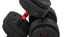 HOMCOM Set Gantere Convertibile in Haltera, 25kg, 12 Discuri Greutati, Oțel si Plastic pentru Antrenament Acasa