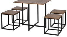 HomCom Set masa si scaune, stil industrial, set de masa pentru bucatarie | AOSOM RO