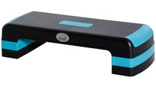 HOMCOM Step Fitness pentru Aerobic, Stepper Reglabil pe 3 Inaltimi 10-15-20cm din Plastic pentru Antrenament Acasa, Negru si Albastru