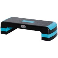 HOMCOM Step Fitness pentru Aerobic, Stepper Reglabil pe 3 Inaltimi 10-15-20cm din Plastic pentru Antrenament Acasa, Negru si Albastru - 1