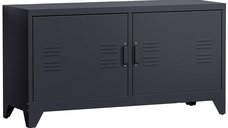 HOMCOM Suport TV cu design industrial, 2 dulapuri si 2 rafturi ajustabile, structura din otel negru | Aosom Romania