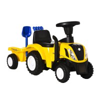 HOMCOM Tractor pentru Copii Prevazut cu Loc cu Remorca, Grebla si Lopata, Joc Educativ pentru Copii 12-36 Luni, 91x29x44cm, Galben - 1