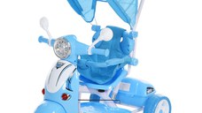 HOMCOM Tricicleta pentru copii de 18-72 luni parasolar detasabil pliabil scaun pivotant cu muzica lumina Albastra Sarcina Max. 25kg