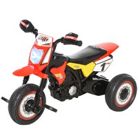 HOMCOM Tricicleta pentru Copii Stil Motocicleta cu Pedale cu Lumini si Sunete, 3 Roti Late, Varsta 18-36 Luni, 71x40x51cm, Rosu - 1