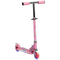 HOMCOM Trotinetă cu Lumini și Muzică pentru Copii 3-7 Ani, Ghidon Reglabil, Cadru Pliabil, Roti LED, Roz | Aosom Romania - 1