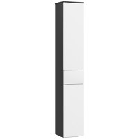 Kleankin Coloană de Baie Înaltă, Mobilier cu 2 Dulapuri, Sertar și Rafturi Reglabile din Lemn, 30x28x180 cm, Negru | Aosom Romania - 1