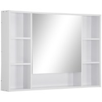 Kleankin Dulap cu oglinda pentru baie cu rafturi, 100x15x70cm, Alb - 1