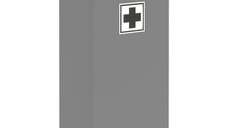 kleankin dulap de perete pentru medicamente, cu incuietoare, 5 polite, 4 reglabile, lemn si sticla, gri, 30x20x70 cm