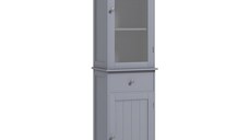 Kleankin Mobilier de Baie cu Spațiu de Depozitare Transparent, Dulăpior, Sertar și Rafturi Reglabile, 40x27x171,5 cm, Gri | Aosom Romania