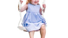 Leagan pentru copii 9-36 luni Outsunny, PP, PE, lumini LED, 39x16.5x120-180cm, alb | Aosom RO