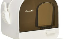 Letiera pentru pisici inchisa cu filtru, tava detasabila, PP, Alb si Negru 43x44x47cm PawHut | Aosom Romania