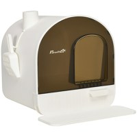 Letiera pentru pisici inchisa cu filtru, tava detasabila, PP, Alb si Negru 43x44x47cm PawHut | Aosom Romania - 1
