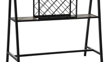 Masa de bar HOMCOM pentru 10 sticle, PAL si otel, 120x60x91 cm, culoare negru si lemn | Aosom RO