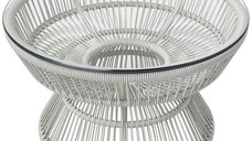 Masa de cafea rotunda Outsunny pentru gradina, rattan si sticla temperata Ø 60 x 37H cm