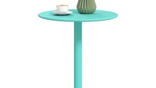 Masa de dining rotunda HOMCOM pentru 2 persoane Ø60 cm, design modern, cadru din otel, verde, pentru interior si exterior