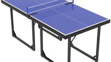 Masa de ping-pong pliabila HOMCOM, cu blat MDF si plasa din otel, 182 x 91 x 76 cm, albastra