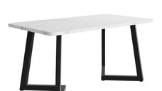 Masa de pranz 117x68 cm cu efect marmura si picioare metalice, Alb si Negru
